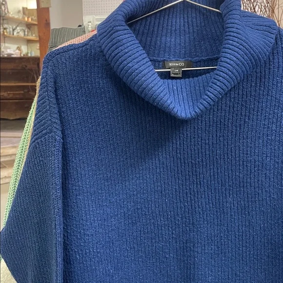 RW&CO. Navy Ribbed Turtleneck Sweater - Picture 3 of 3